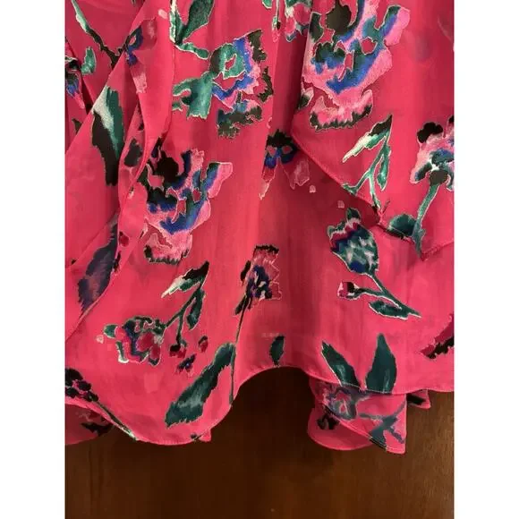 Tanya Taylor Skirt Womens 8 Midi Silk Blend Abstract Fairy Core Cottage Burnout - Picture 5 of 9